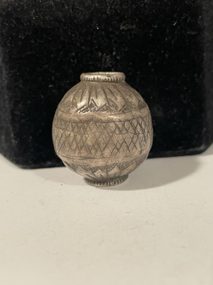 Antique Turkmen Silver Etched Bead