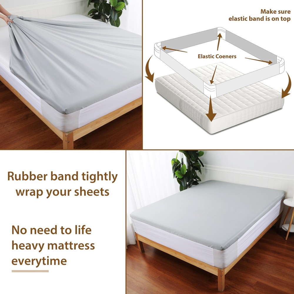 Fitted Bed Sheet Holders & Straps - Secure Elastic Sheets to Mattress Corners...