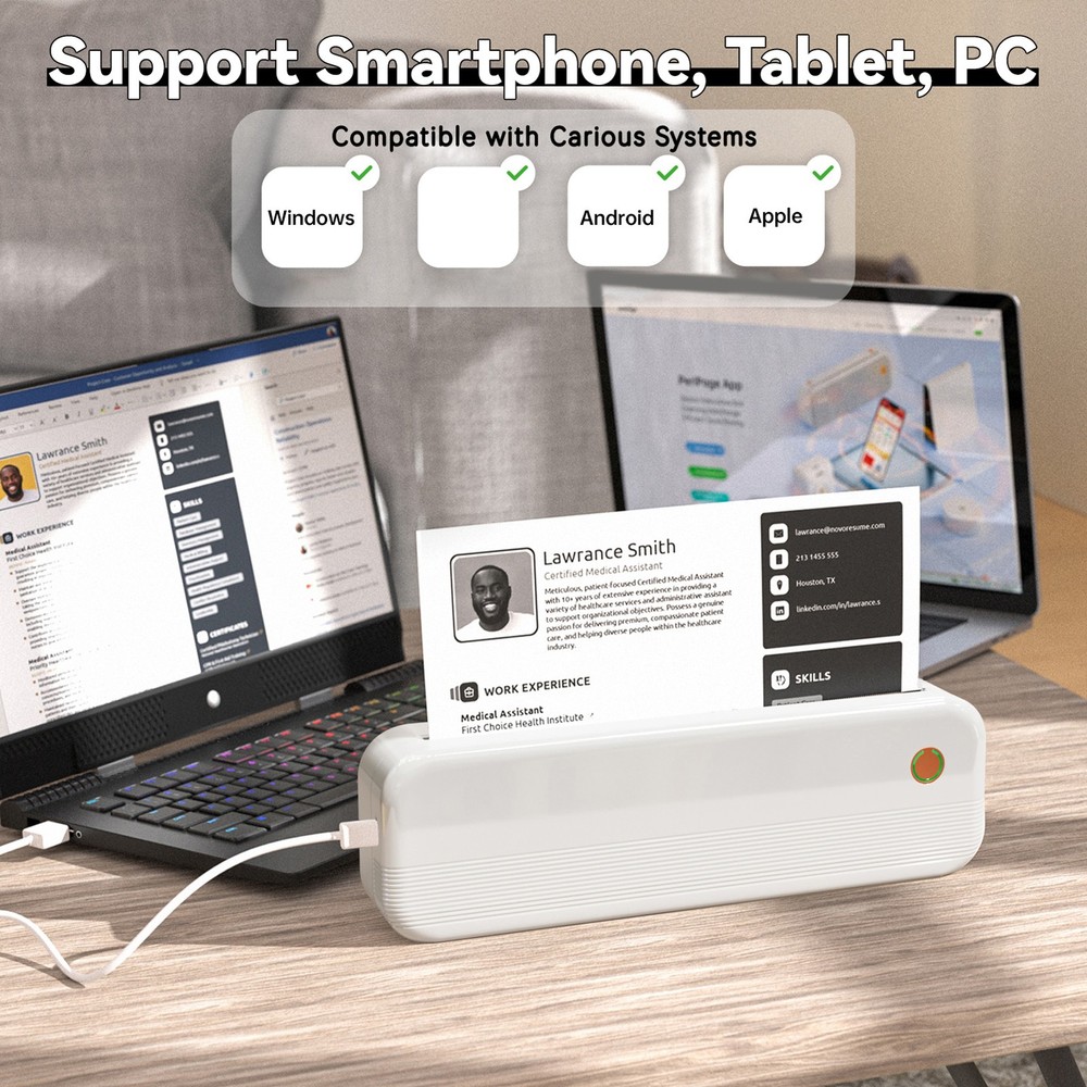 Portable P40 A4 Printer Wireless Travel Thermal Printer Multiple Printing Sizes