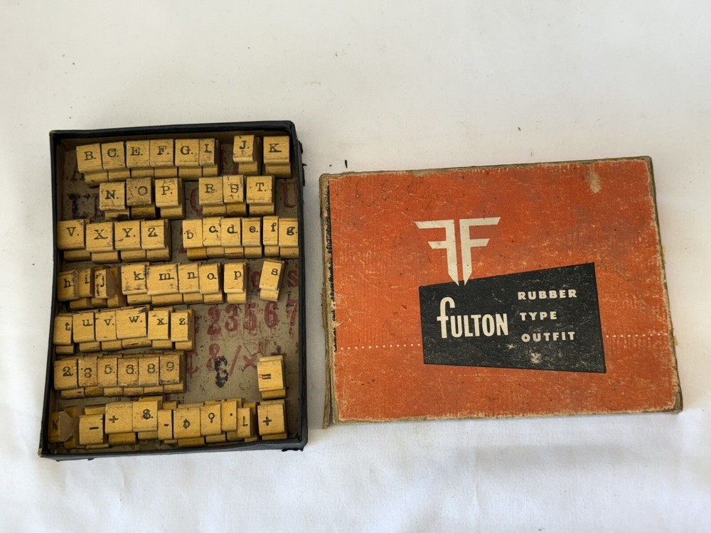 FULTON RUBBER TYPE OUFIT STAMP PRINT KIT IN ORIGINAL BOX