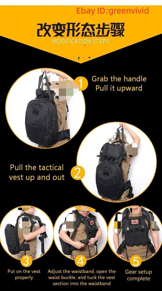 NEW Tactical Vest Function Combination Backpack Invisible Molle Quick Attack Bag