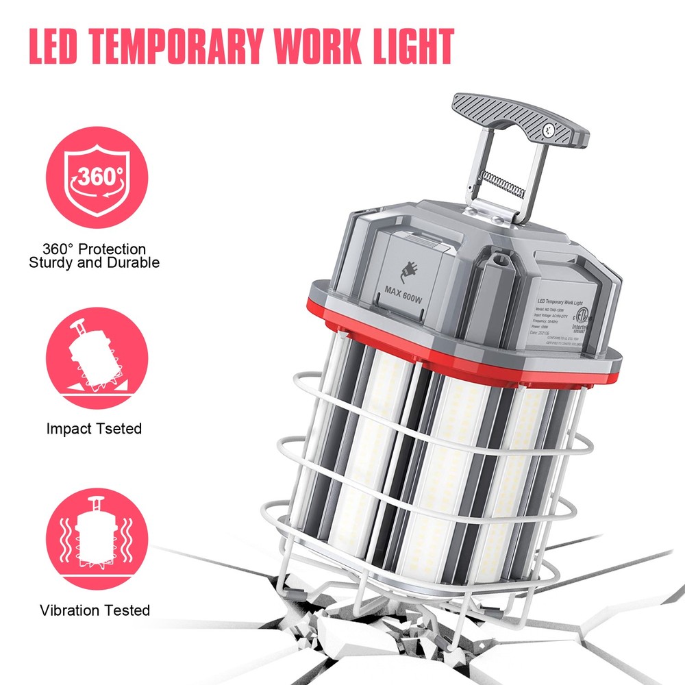 80W LED Temporary Work Light Construction Lights Warehouse Lighting Plug-n-Play