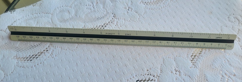 Vtg Pickett Architecture Scale 234-E Drafting Drawing Ruler 3 Sided Engineer