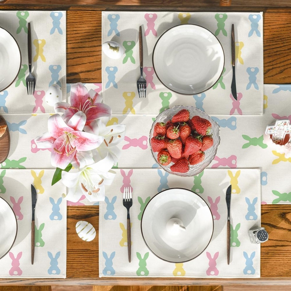 Artoid Mode Colorful Bunny 12" x 18", Rectangular 4 Pcs, Pink