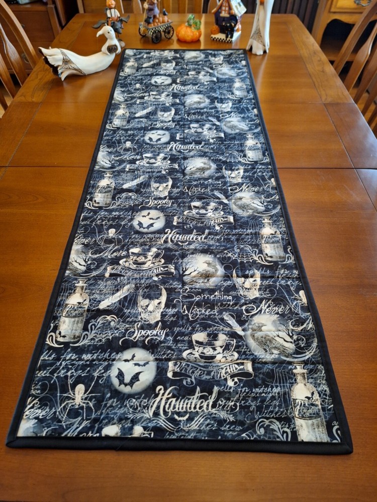 Handmade Reversible Patchwork Halloween Table Runner with Vibrant Colors