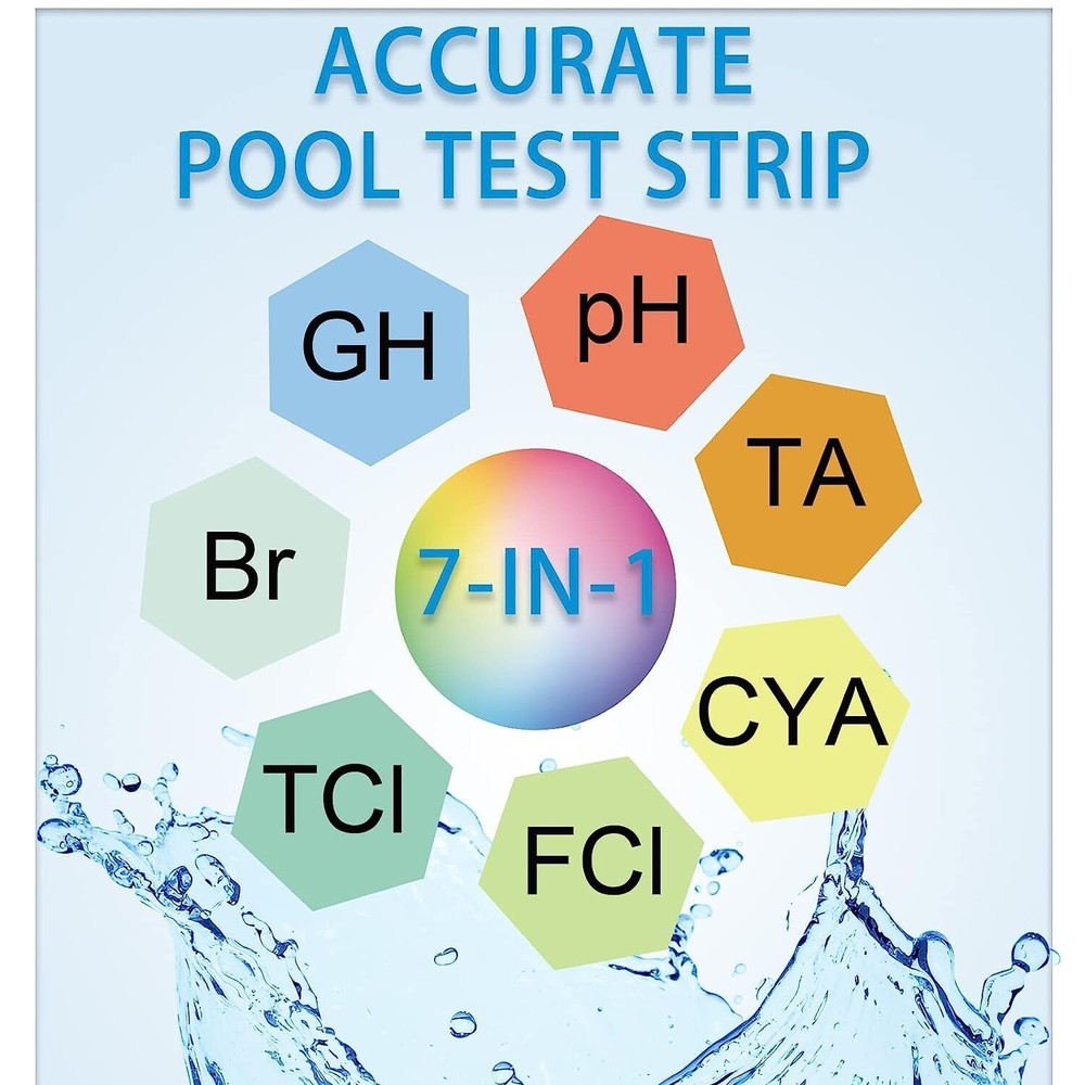 WEBEST Accurate Pool & Spa Test Strips - 7 in 1 Chemical Testing - 100 strips