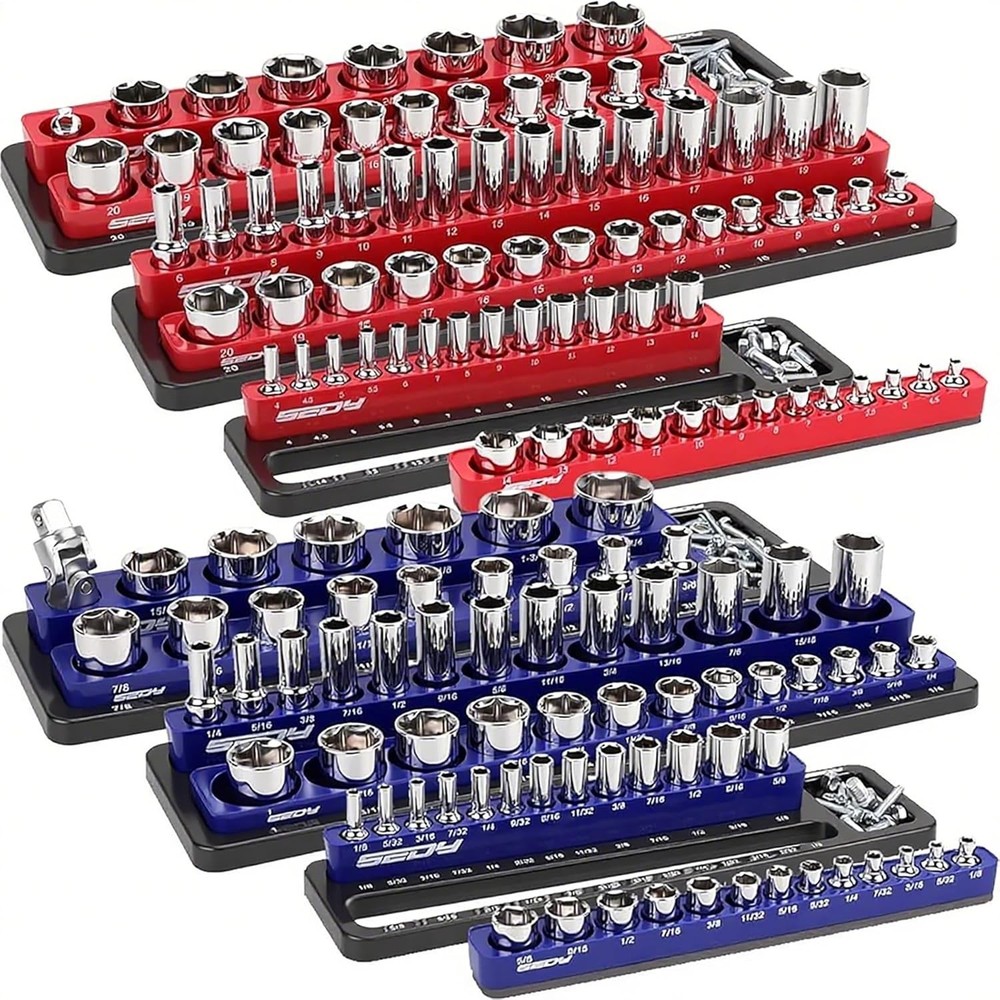 Portable Magnetic Socket Holder Set - 6-Piece Storage Solution for Every Toolbox