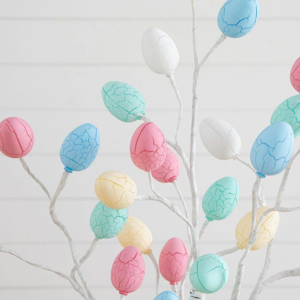 4 Ft. Pre-Lit Artificial Easter Twig Tree with 48 Egg Shaped LED Ornaments