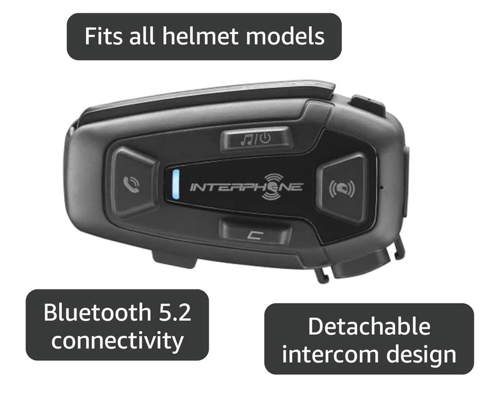 Interphone U-COM 8R Mesh 2.0 Motorcycle Bluetooth Intercom Headset (Single Pack)