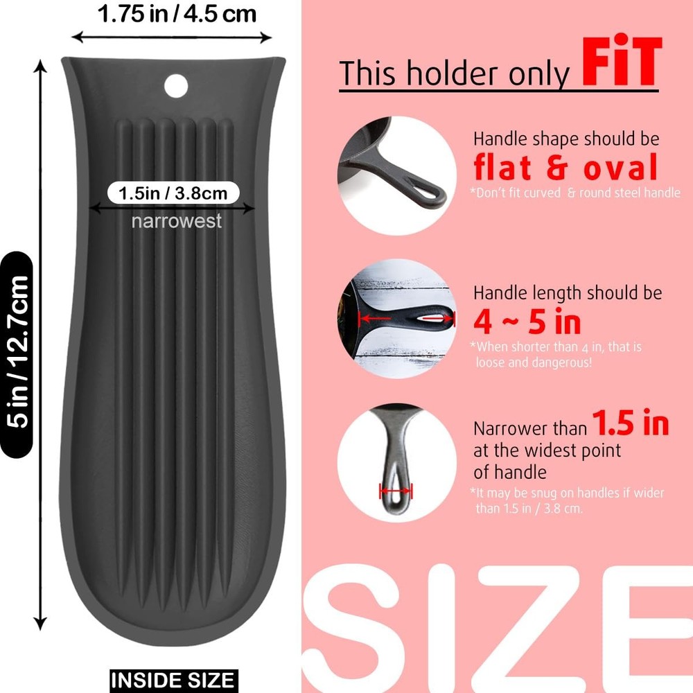 Silicone Handle Covers 2 Pack for Hot Cast Iron Pans, Handle Protector Sleeve