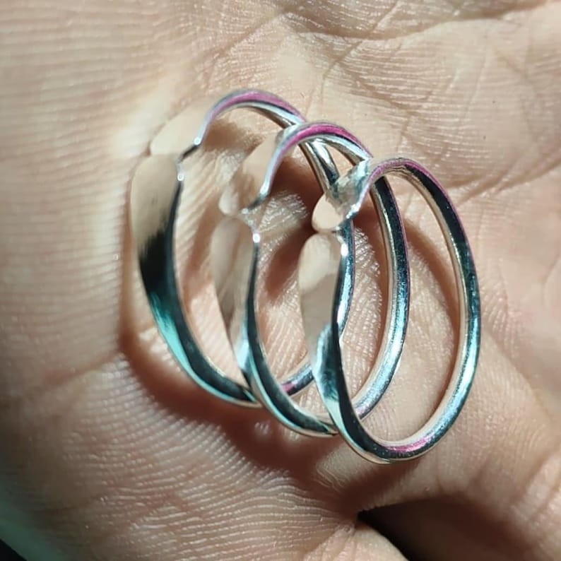 Handmade 925 Sterling Silver Triple Band Ring Adjustable Minimalist Stacking