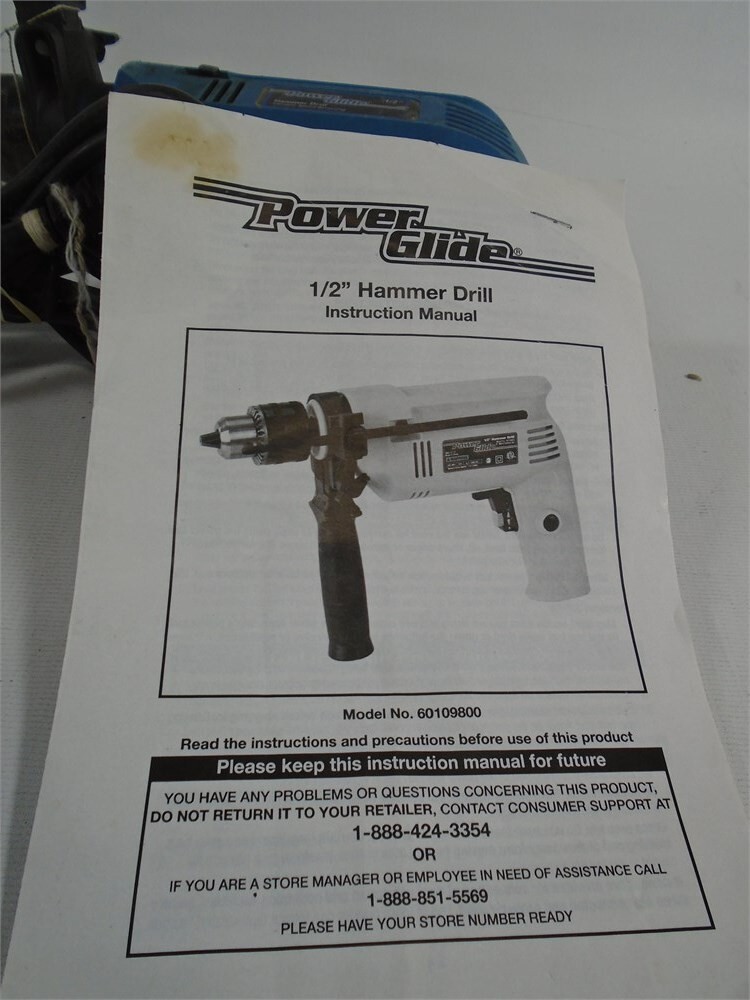 Power Glide 1/2” Hammer Drill Model 60109800 Variable Speed Reversible