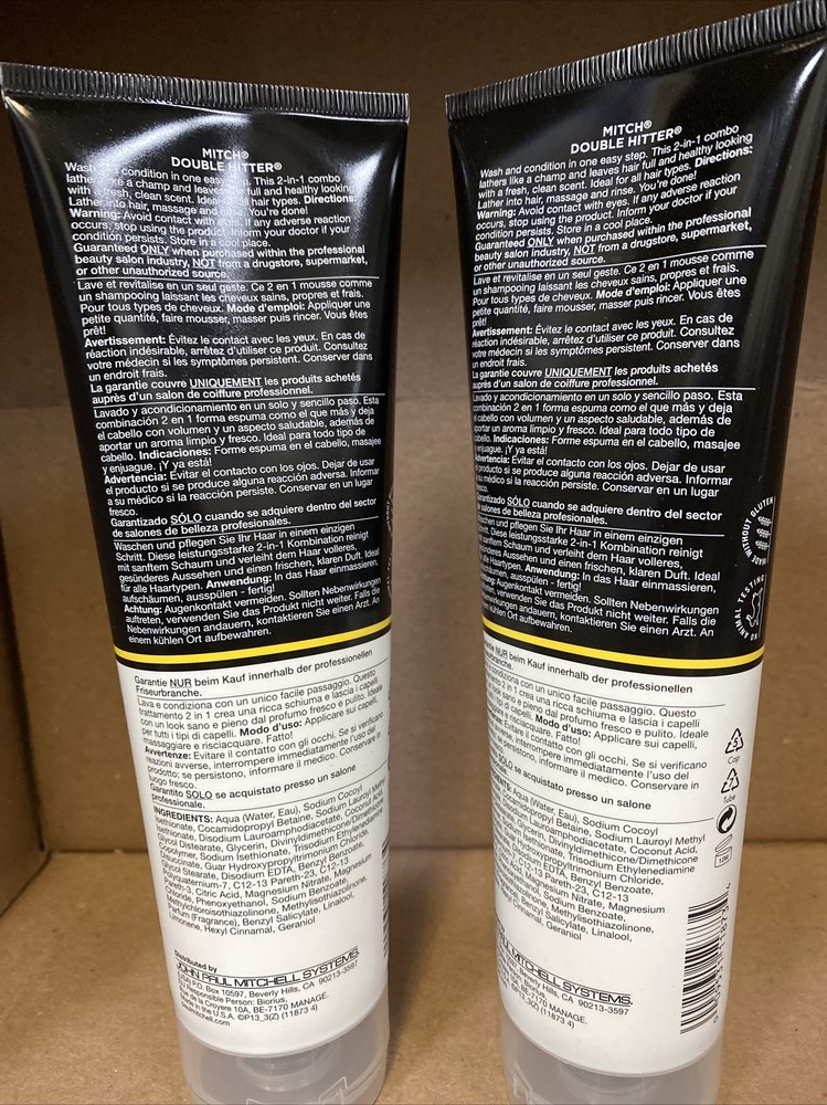 Paul Mitchell Mitch Double Hitter 2-in-1 Shampoo & Conditioner 8.5oz (2 Pack)