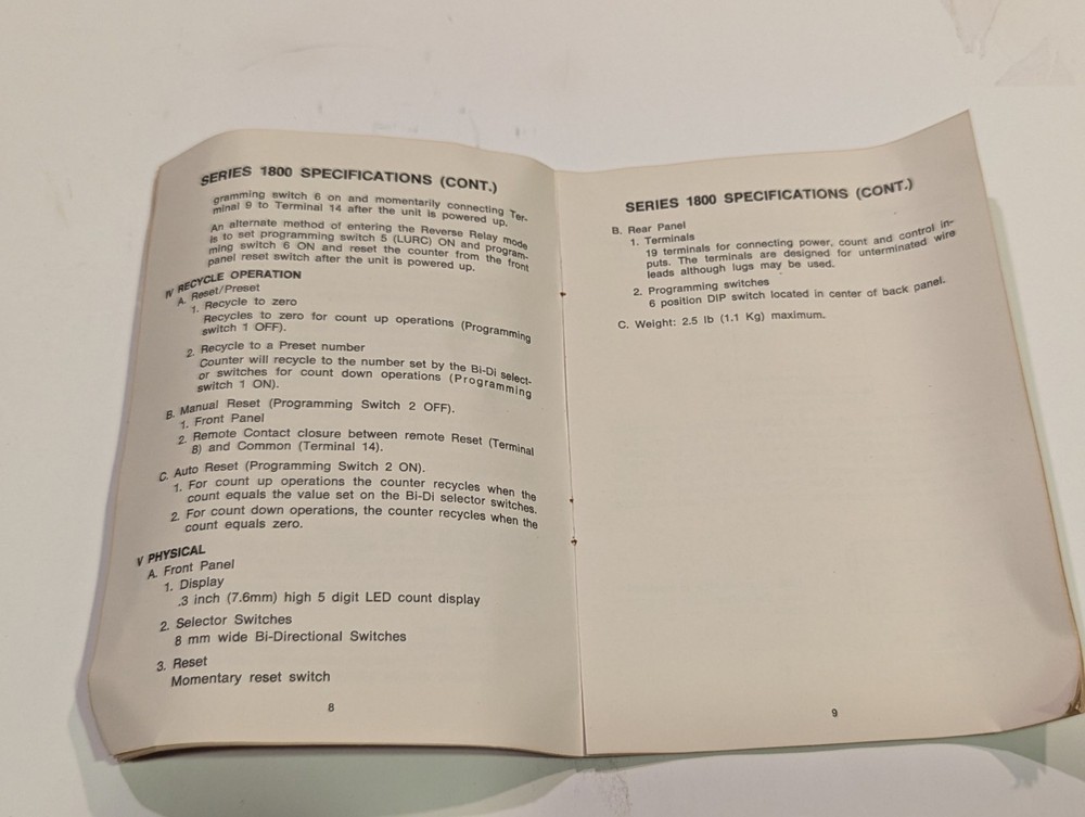 Eaton Durant 1800-511 Programmable Solid State Counter, 120/240V AC, 24V DC, 10A