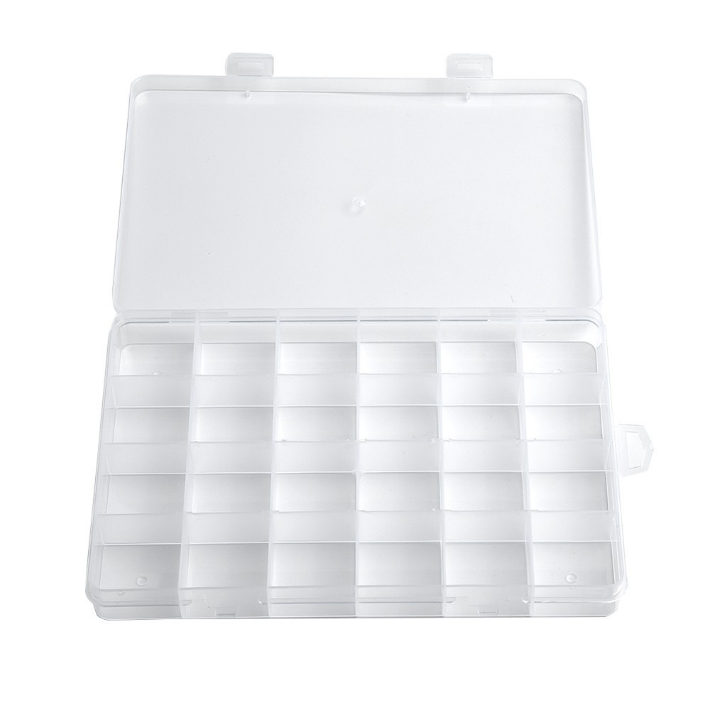 UK-24 Compartments Transparent Plastic Storage Box Electronic Component Parts