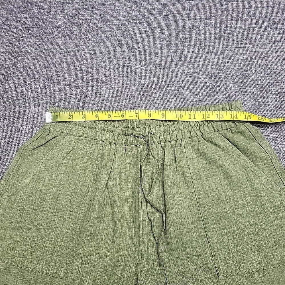 Indigo Thread Co Women's Casual Drawstring Pull On Pants Pockets Medium Sz Green