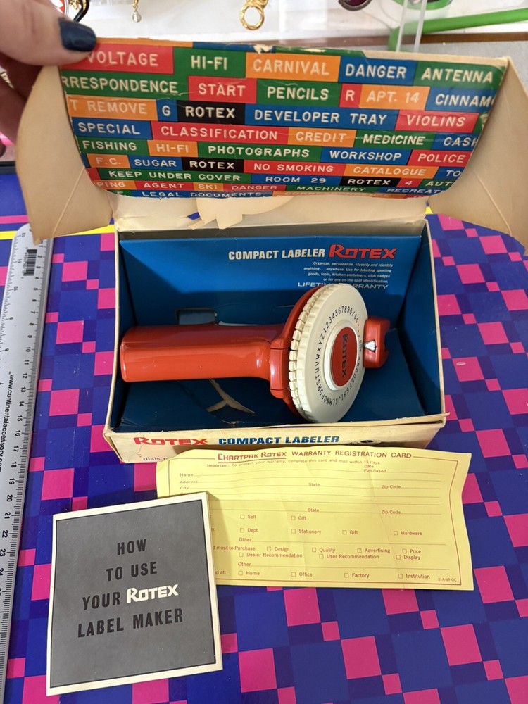 Vintage Rotex Label Maker With Box