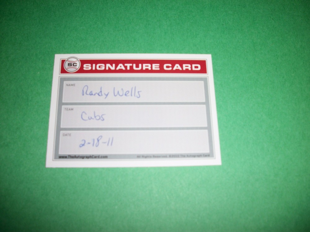 RANDY WELLS #36 SIGNED SIGNATURE CARD