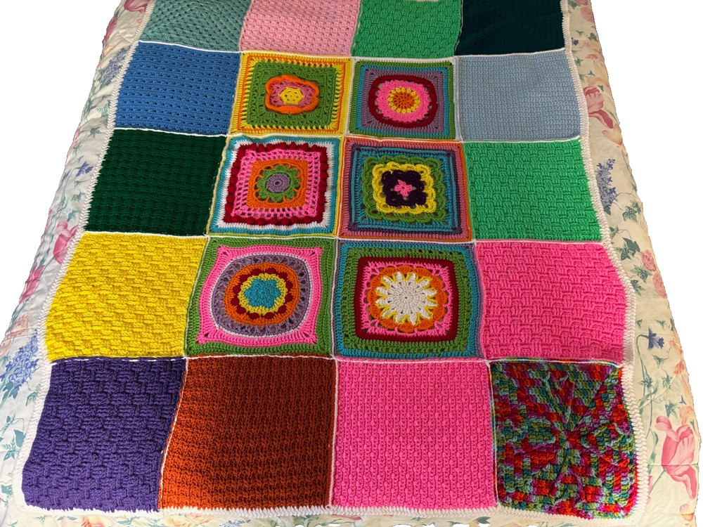 Hand Made Multicolor Afghan 53"x66" New