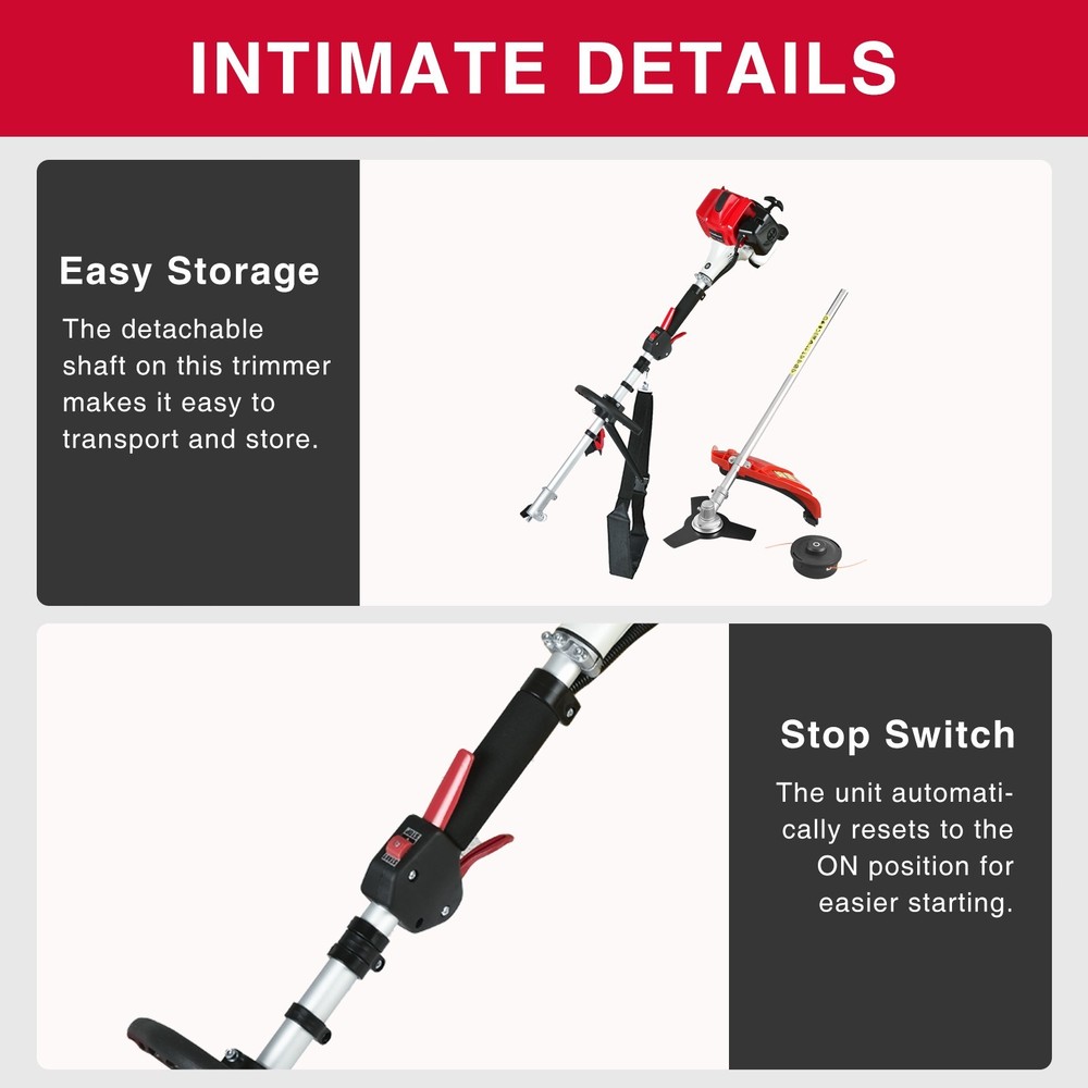 25.4cc 2-Cycle Gas Powered 2-in-1 Brush Cutter & String Trimmer