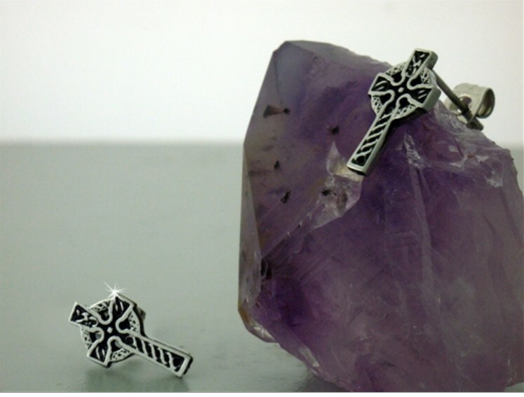 Medium Stainless Steel Celtic Cross Post Earrings