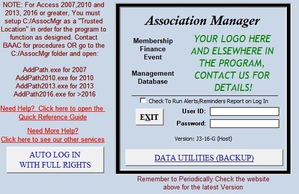 Association / Club full member management application , uses Microsoft Access