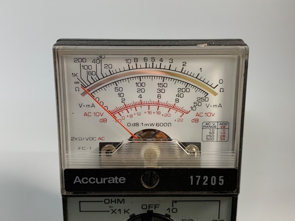 Analog Analogue Meter Multimeter Ohm Electrical Circuit Multi Tester (UNTESTED)