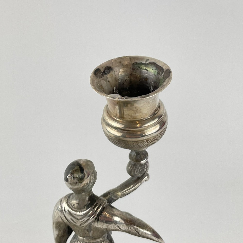 Antique Probably Spanish Solid “915” Silver Figural Chamberstick Figurehead 18cm