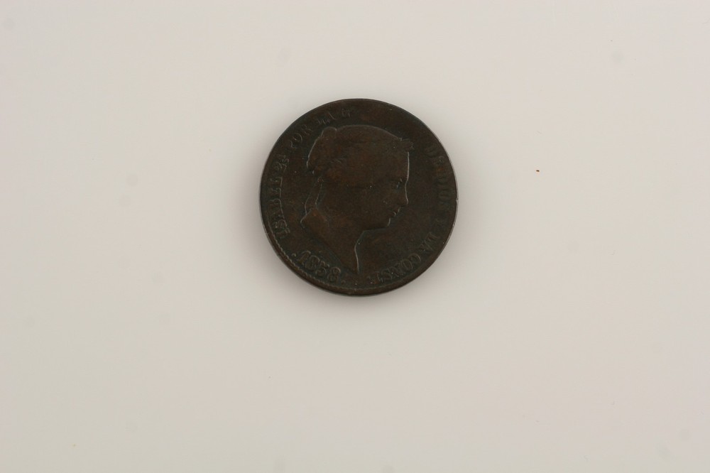 1858 Spain 25 Centimo (VF+) very Fine Plus Condition