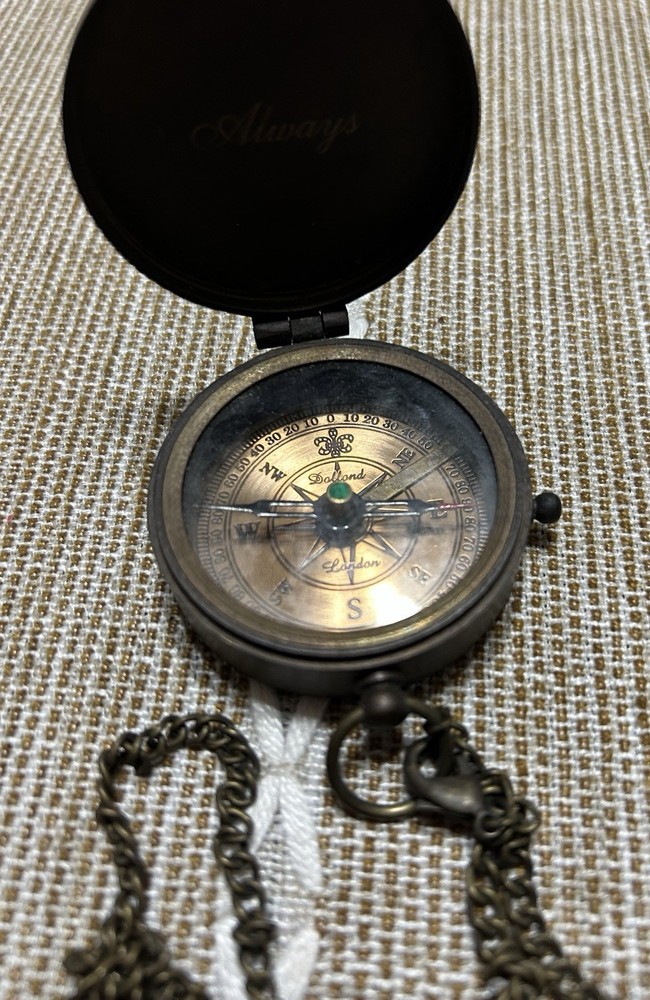 Antique Finish Solid Brass Pocket Compass With Engraving Navigational