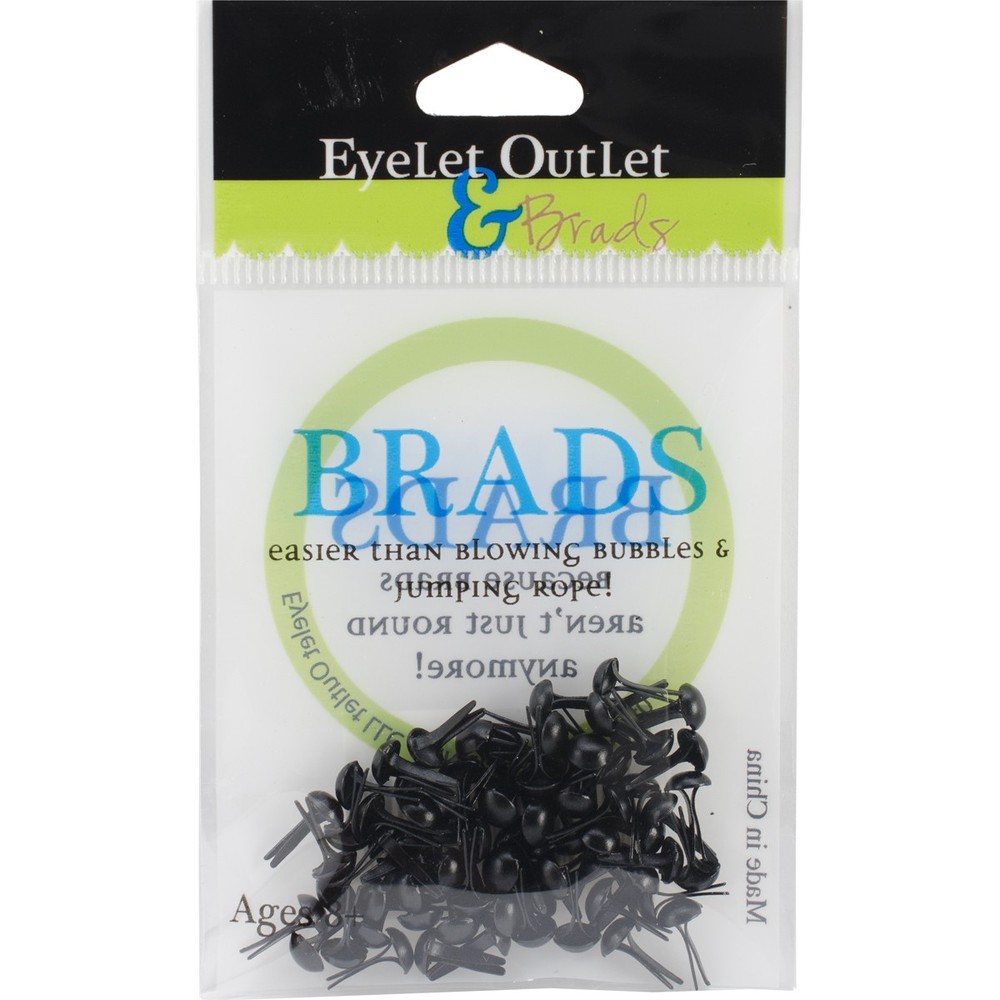 Eyelet Outlet Round Brads 4mm 70/Pkg Black