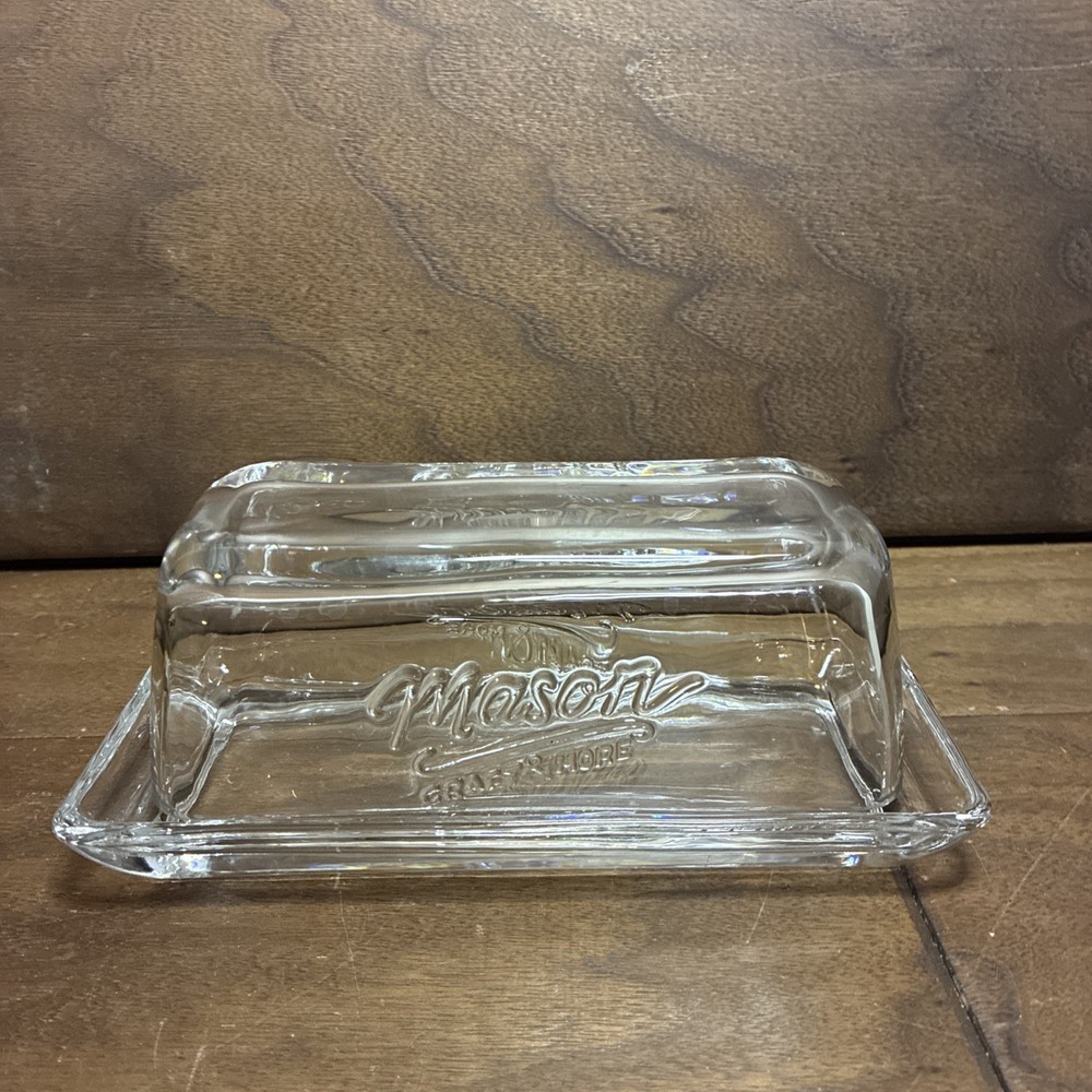 Mason Craft And More Butter Dish Clear Glass Rectangular Nice