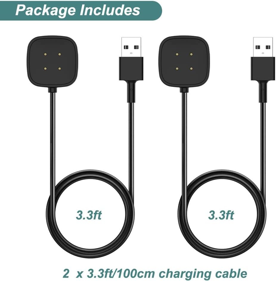 Charger for Fitbit Versa 4/Versa 3/Sense 2/Sense, Replacement Charging Cable Cor