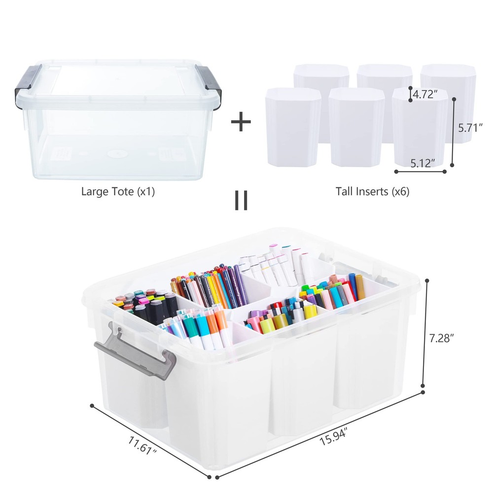 17 QT Plastic Storage Bins Clear Storage with Lids Multipurpose Stackable Sto...