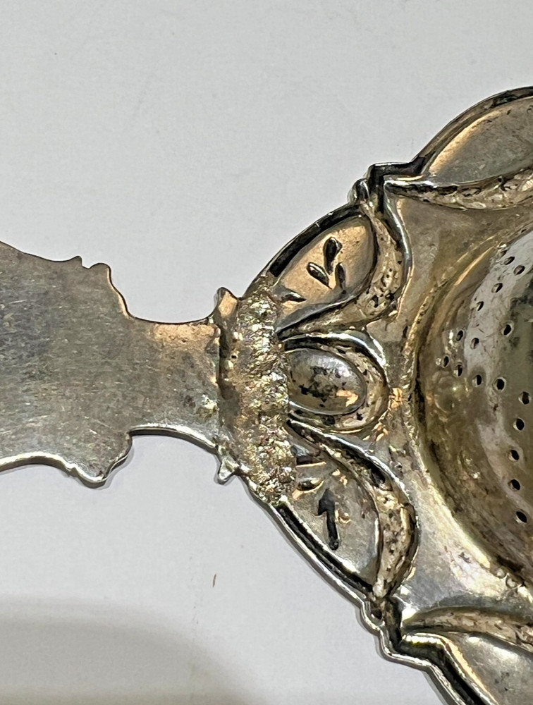 Antique Belle Epoque Silver Tea Strainer 800 Silver Hallmarked on front
