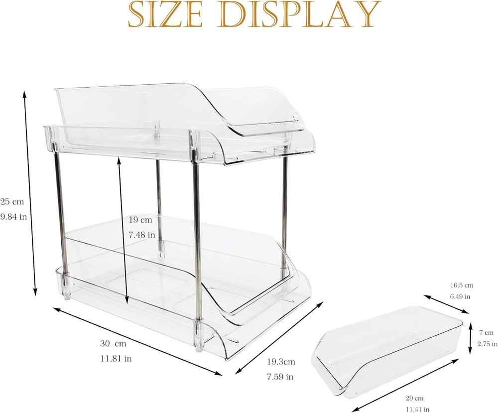2 Tiered CD Holder Stand Plastic CD Storage Box DVD Display Rack Organizer Clear