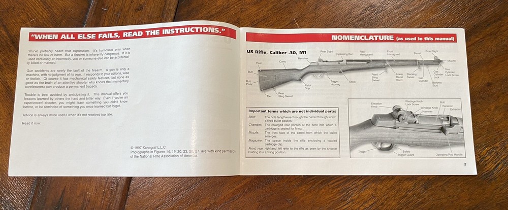 U.S. Rifle, Caliber .30, M1 Garand CMP Instruction Manual