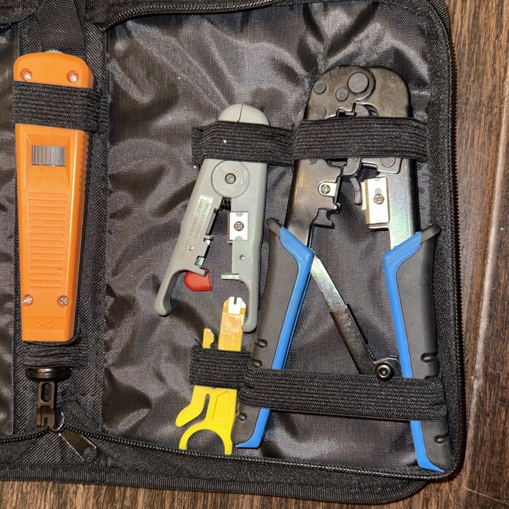 Network Installation Tool Kit with Cable Crimper, Tester, and Punch Down Tools