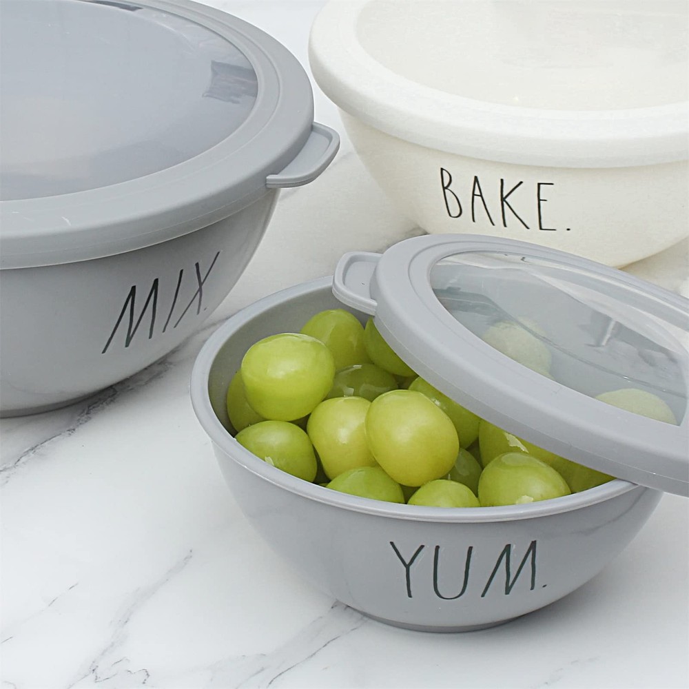 Rae Dunn Mixing Bowls with Lids - 10 Piece Plastic Nesting Bowls Set includes 5