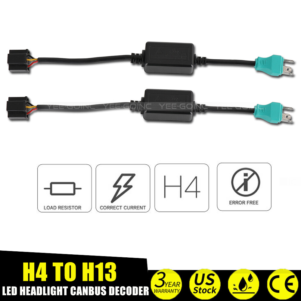 Pair H4 9003 LED Headlight Canbus Load Resistor Decoder Error Free Anti Flicker