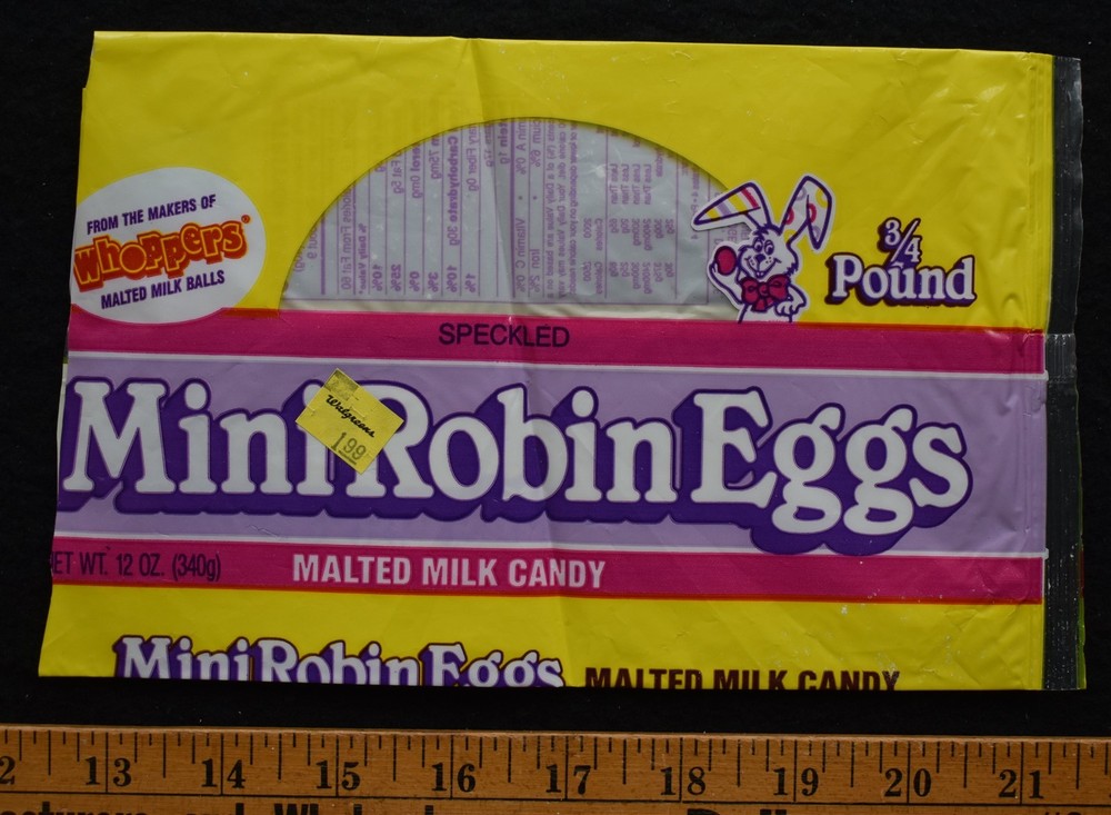 [ 1993 Whoppers Candy - Mini Robin Eggs - Easter Bunny Candy Bag - Vintage ]
