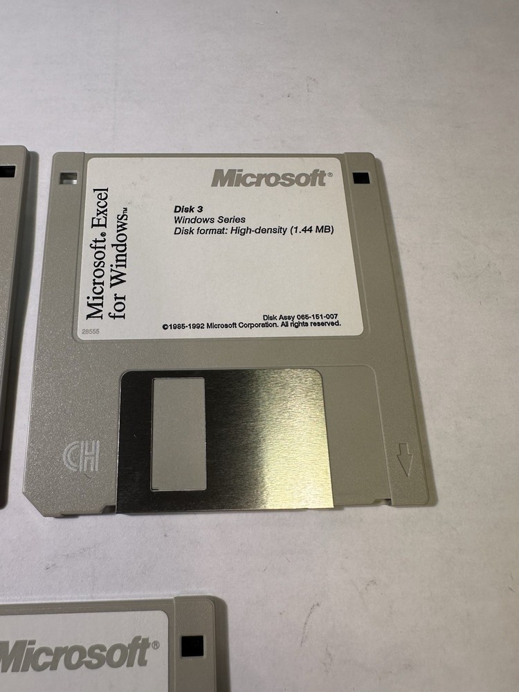 Microsoft Excel For Windows 3.5” Floppy Disc 1-5 1992 Version 4.0