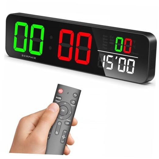 15.2" Digital Scoreboard Clock with Countdown Timer, Variable LED Color,