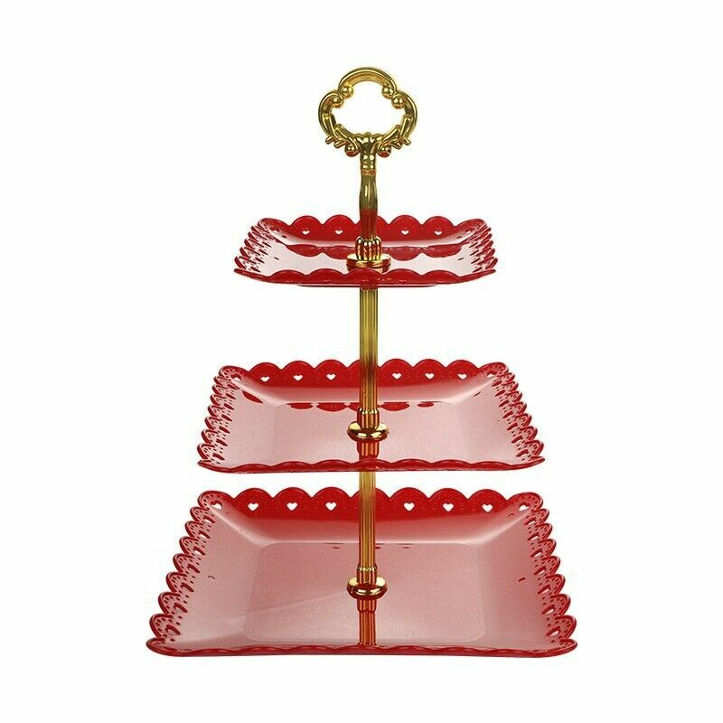 3-Tier Cupcake Stand Cake Round Serving Display Dessert Plate Rack Wedding