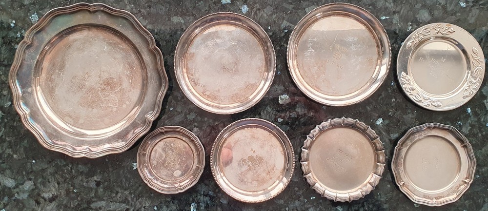 NOT SOLID SILVER ❗ Alpaka / Nickel Silver Tray Lot - READ DESCRIPTION !!!