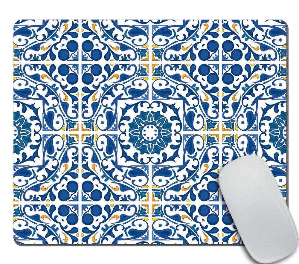 Mouse Pad Portuguese Tile Print Office Present Mouse Mat Moroccan Tile Mouse ...