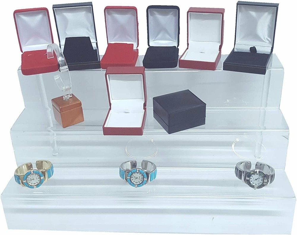 888 Display Three-Tier Acrylic Step Display Ultra Clear and Versatile Risers...