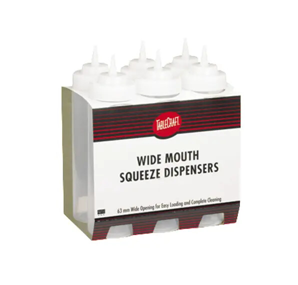 TableCraft C12463C 24 oz Wide Mouth Clear Squeeze Bottle - 6 Per Pack