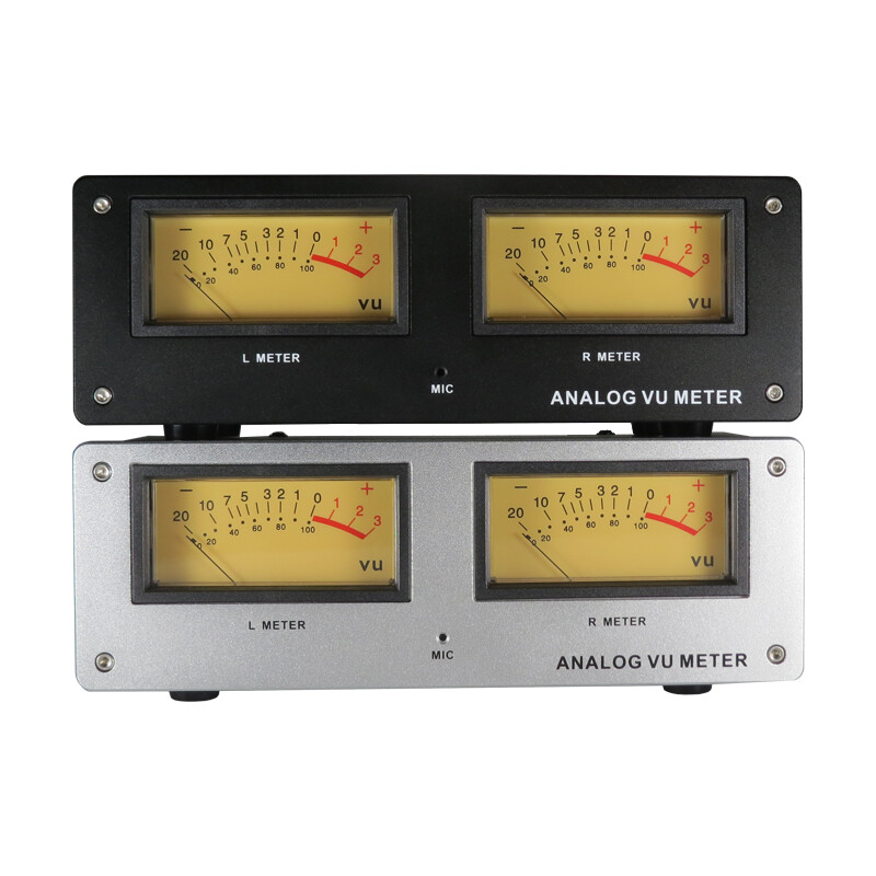 Voice Control Wire-free Square Analog VU Meter with LED Warm Backlit Alloy Panel