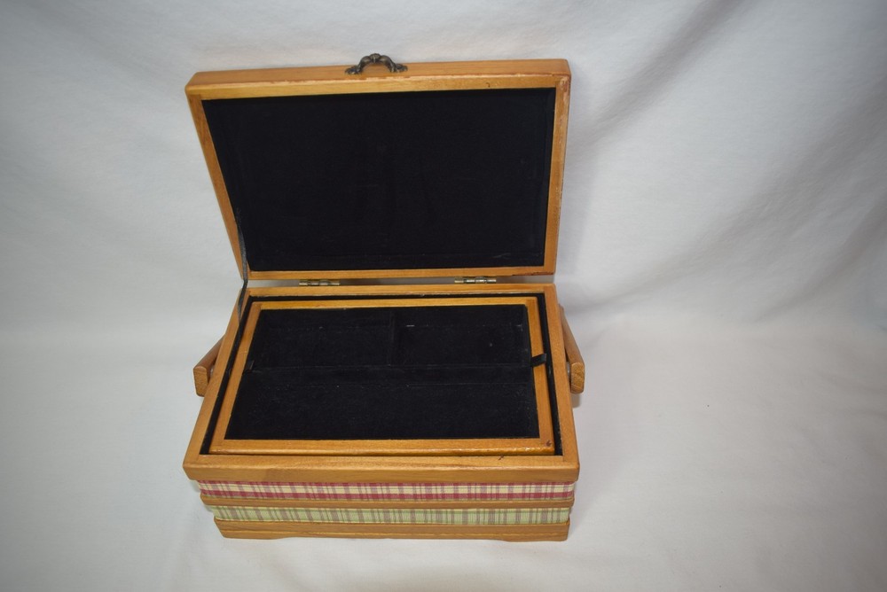 Vintage Wooden Sewing Box Storage Caddy